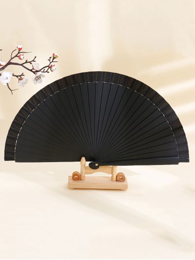 Abanico de madera liso negro