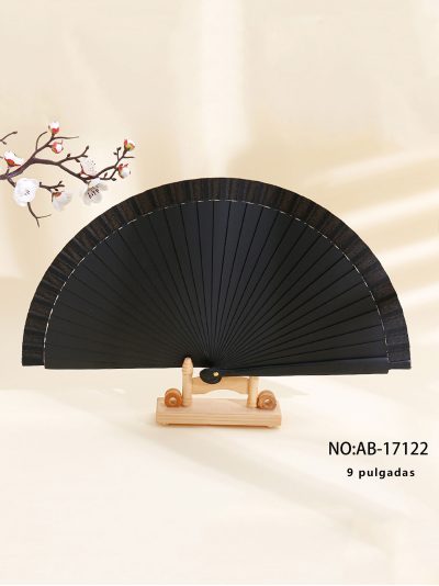 Abanico de madera liso negro 2