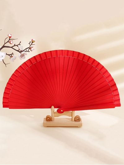 Abanico de madera liso rojo
