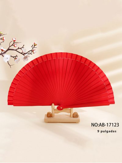 Abanico de madera liso rojo 2
