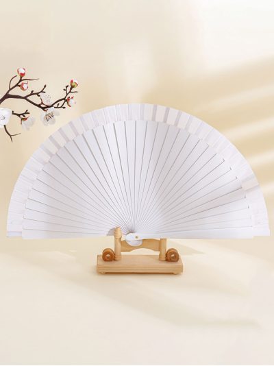 Abanico de madera liso blanco