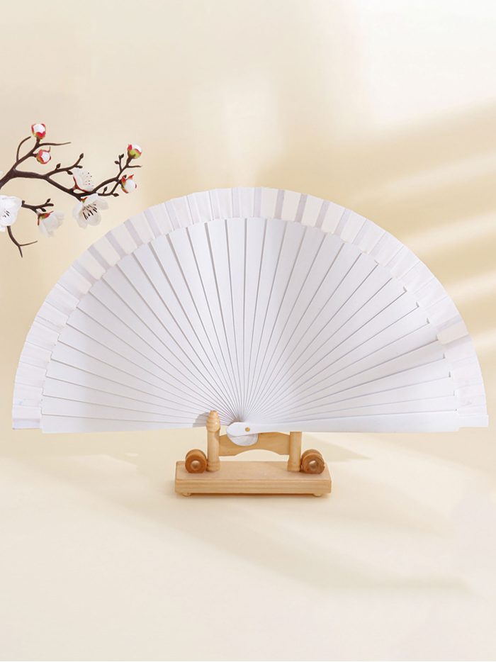 Abanico de madera liso blanco