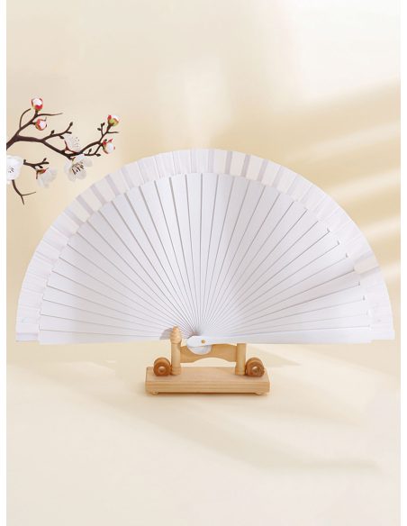 Abanico de madera liso blanco