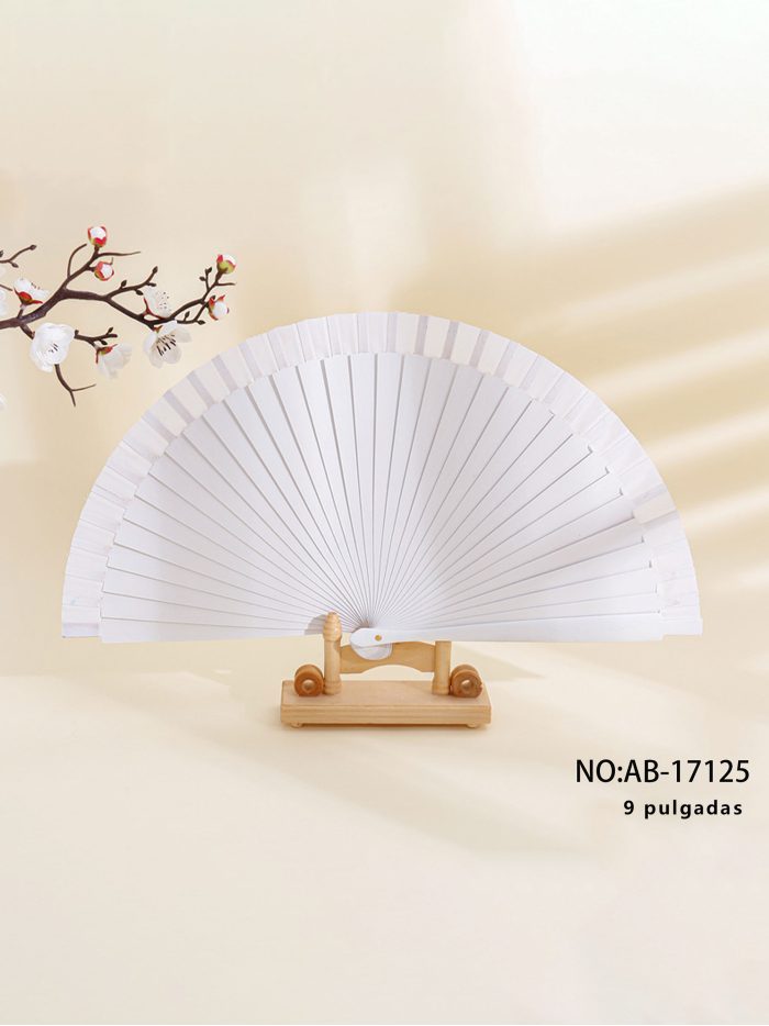 Abanico de madera liso blanco