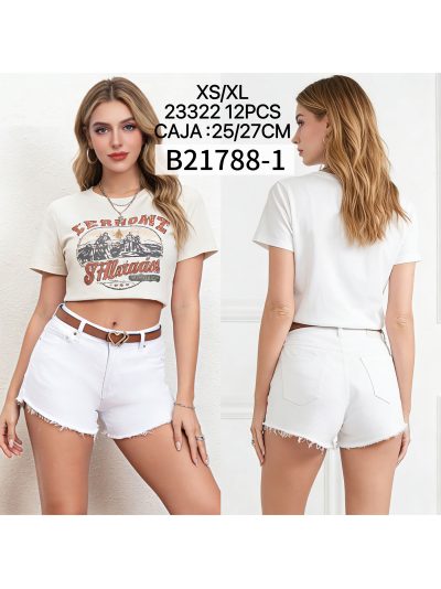 Short denim cinturón tiro alto 2