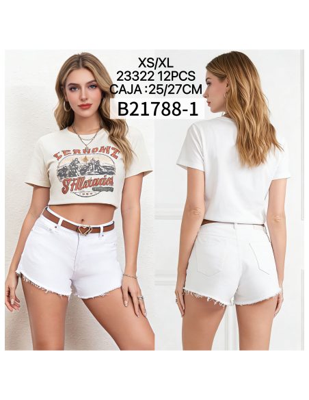 Short en jean taille haute avec ceinture