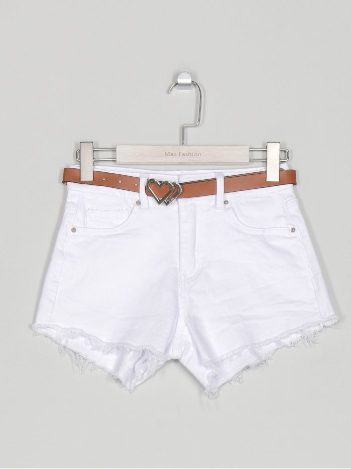 Short en jean taille haute avec ceinture