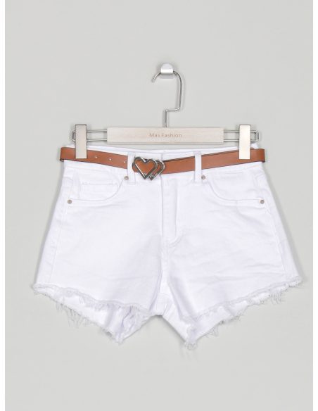 Short en jean taille haute avec ceinture
