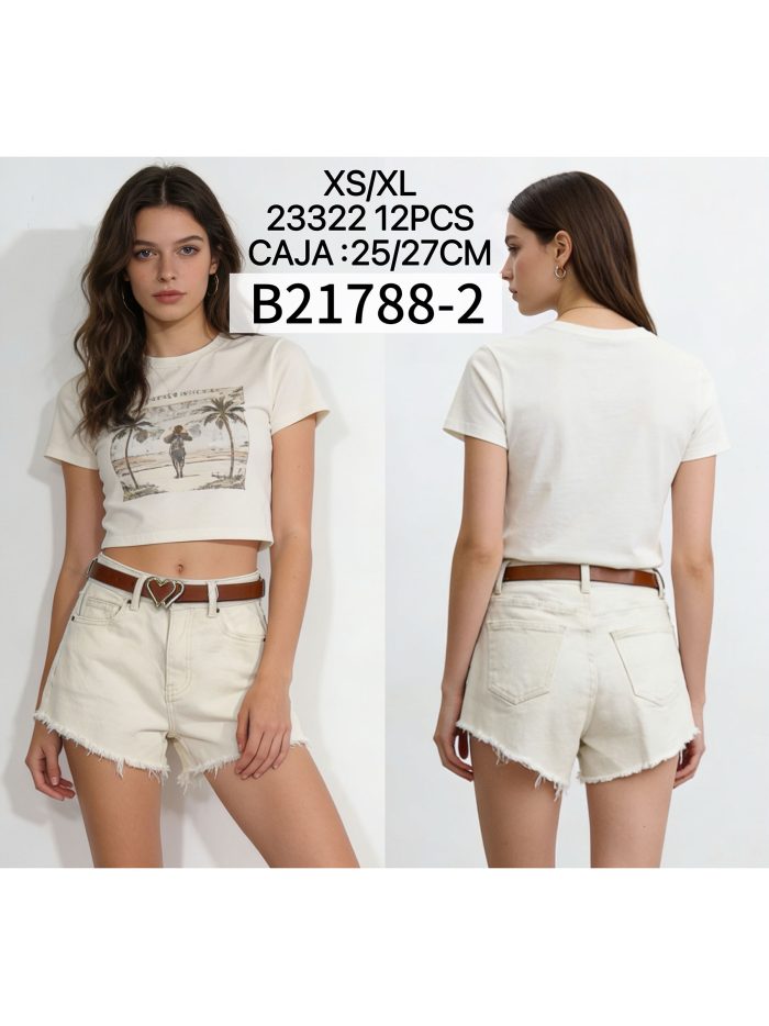 Short denim cinturón tiro alto