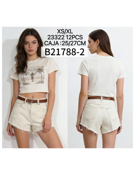 Short denim cinturón tiro alto