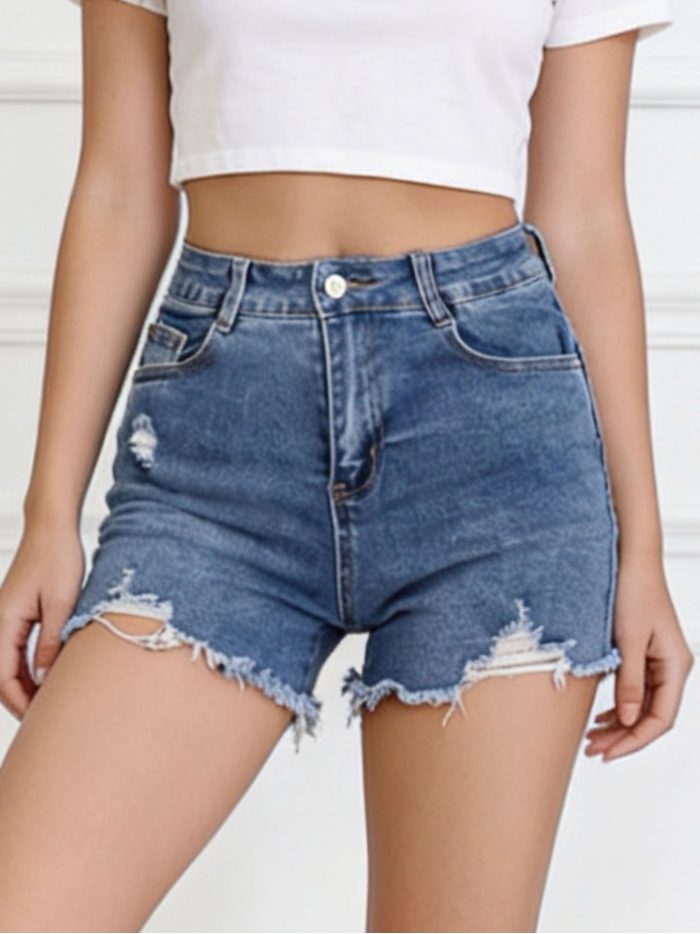 Ripped denim shorts