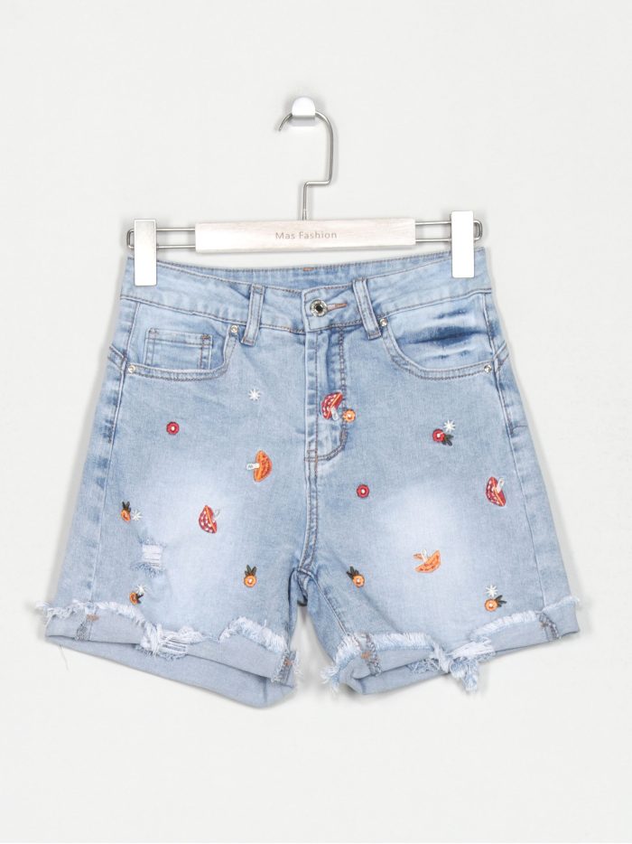 Short denim bordado