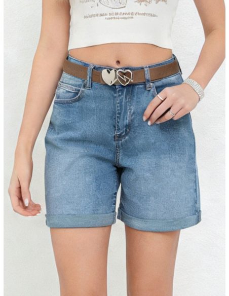 Short denim cinturón