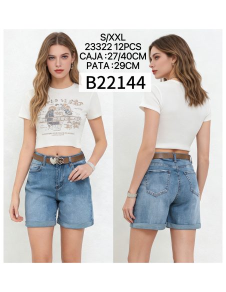 Short denim cinturón