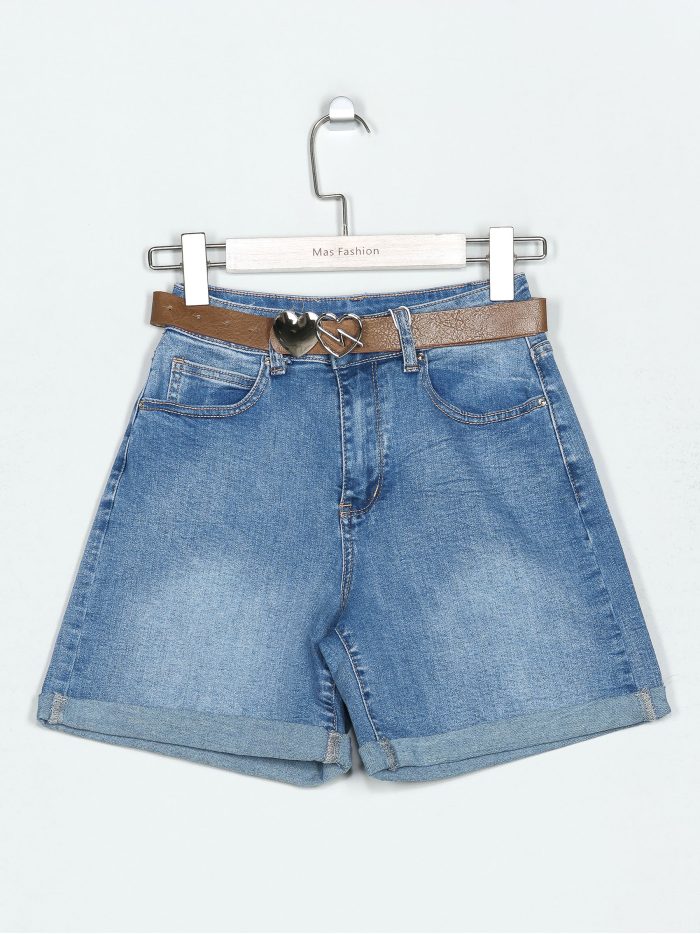 Short denim cinturón