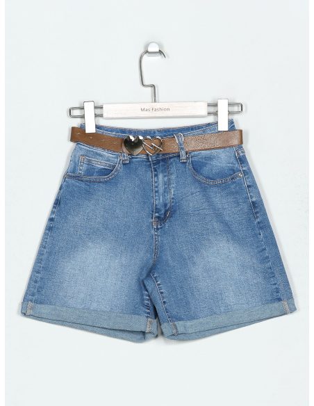 Short denim cinturón
