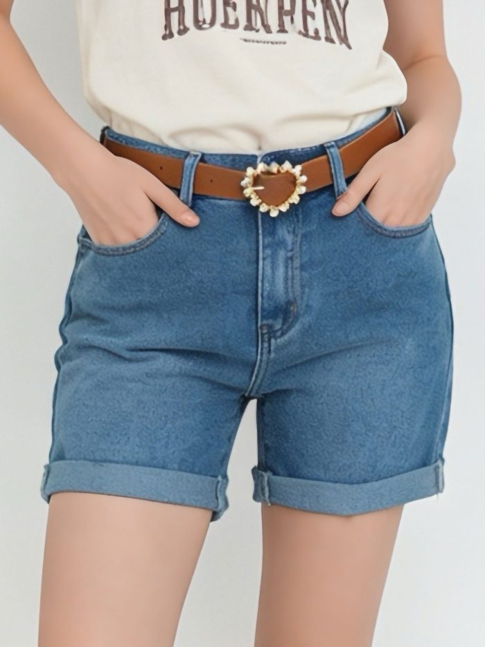 Short denim cinturón