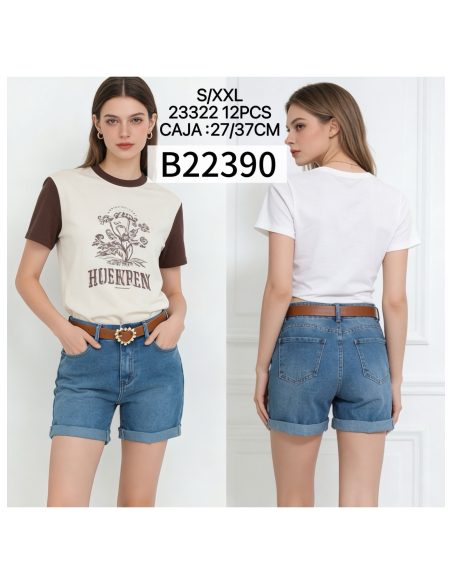 Short denim cinturón