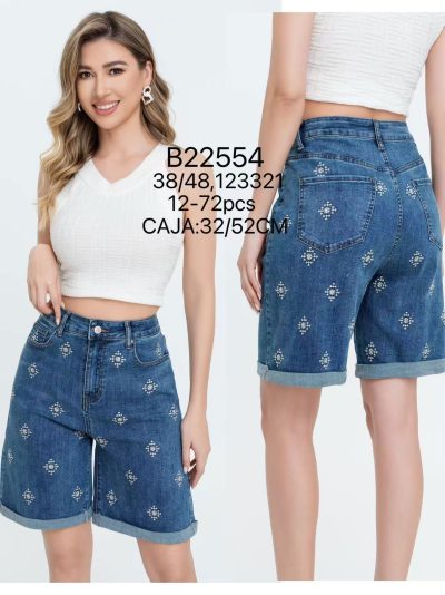 Bermuda denim bordada bajo acabado en vuelta 2