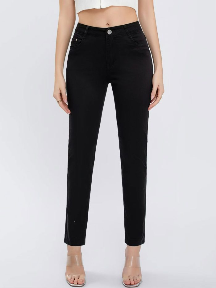 Pantalón stretch bolsillo bordado talla grande