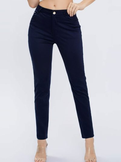 Pantalón stretch bolsillo bordado talla grande