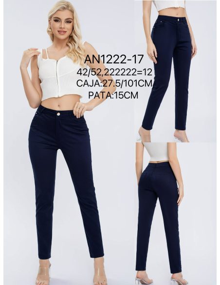 Pantalón stretch bolsillo bordado talla grande