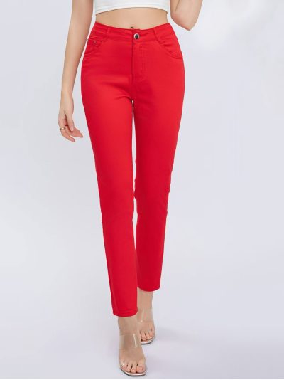 Pantalón stretch bolsillo bordado talla grande