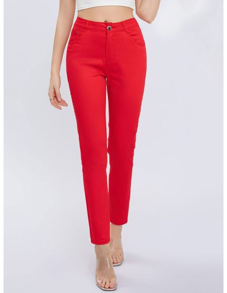 Pantalón stretch bolsillo bordado talla grande