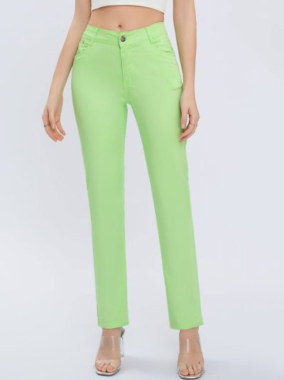 Pantalón stretch bolsillo bordado talla grande