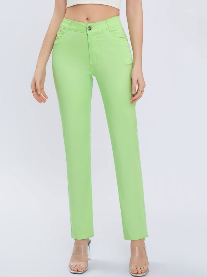 Pantalón stretch bolsillo bordado talla grande