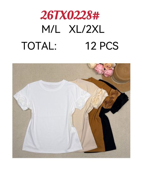 Camiseta com manga floral 3D | JS-26TX0228 | Atacado