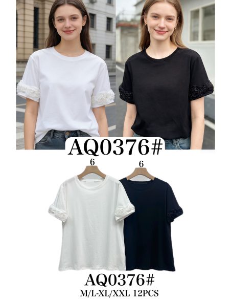 Camiseta rosas 3d en las mangas