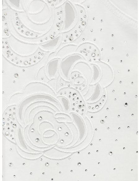 Blumen-T-Shirt mit Strassstickerei