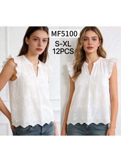 Blusa bordada sin mangas volante 2