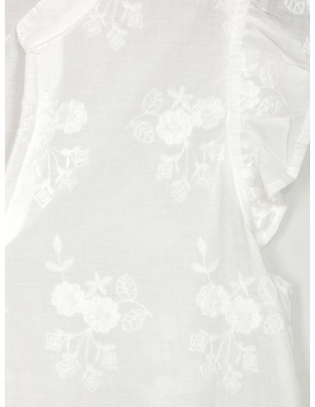 Blusa bordada sin mangas volante