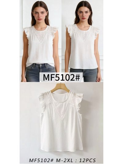 Blusa bordada sin mangas y volante 2