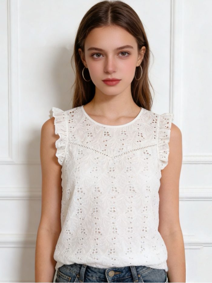 Top calado sin mangas volantes