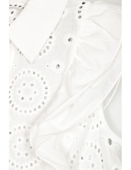 Camisa calada sin mangas algodón volantes