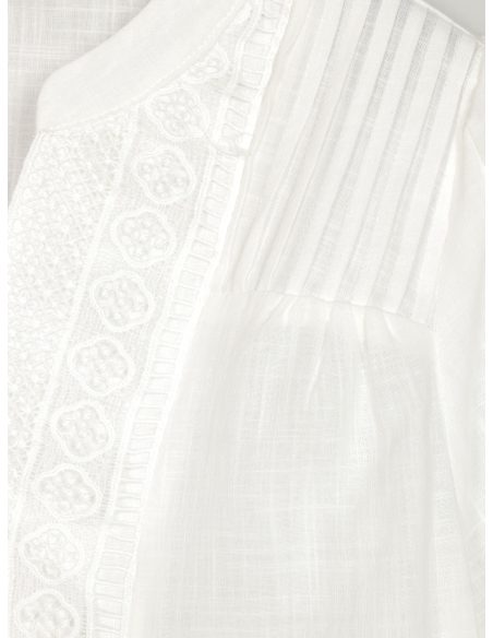 Blusa boho ricamata con maniche a sbuffo