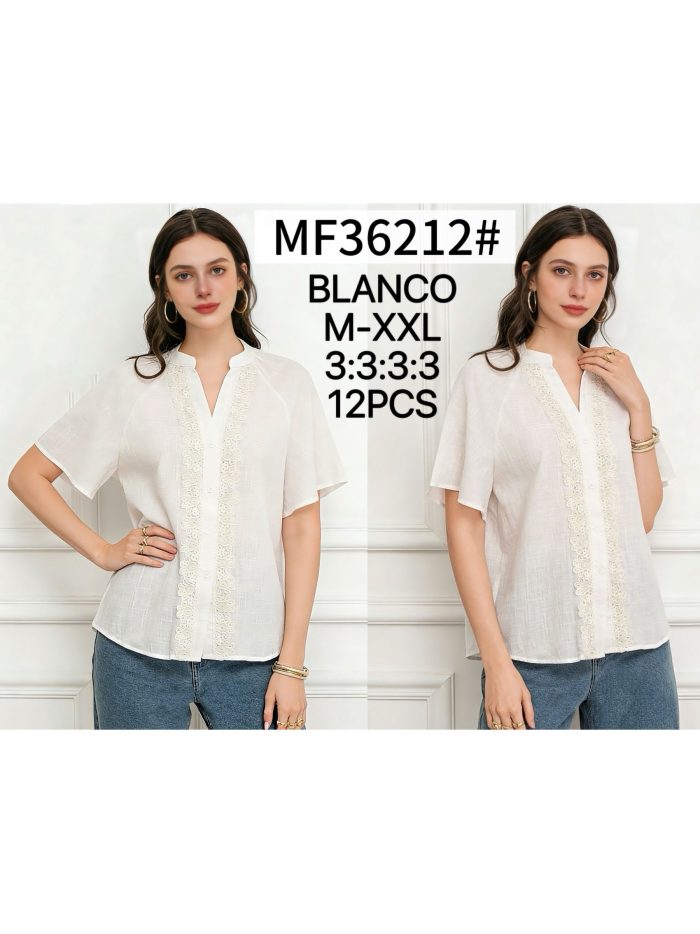 Blusa encaje efecto lino