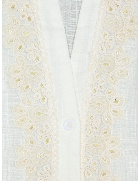 Blusa encaje efecto lino