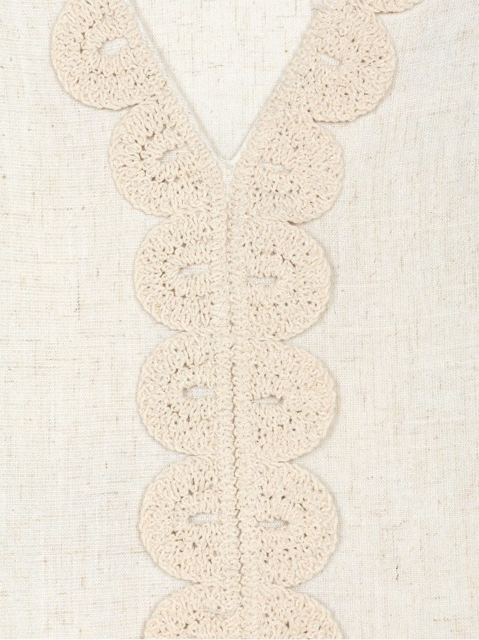 Blusa lino encaje y manga volante