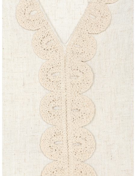 Blusa lino encaje y manga volante