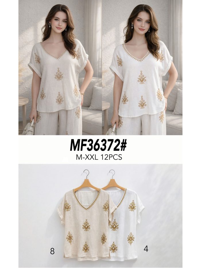 Linen t-shirt with embroidered details