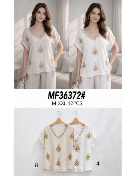 Linen t-shirt with embroidered details