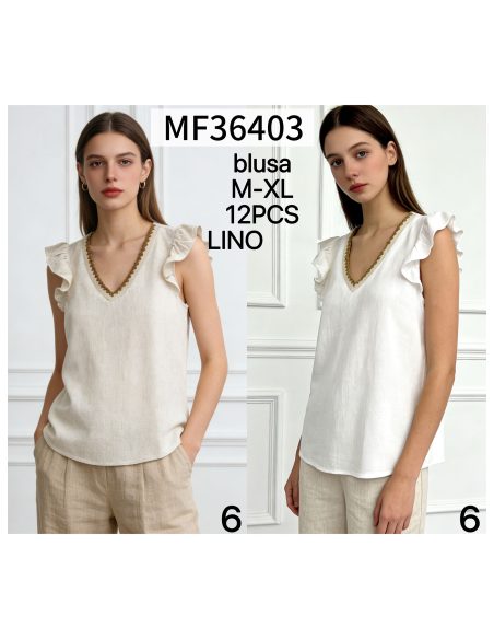 Camicetta in lino senza maniche con scollo a V