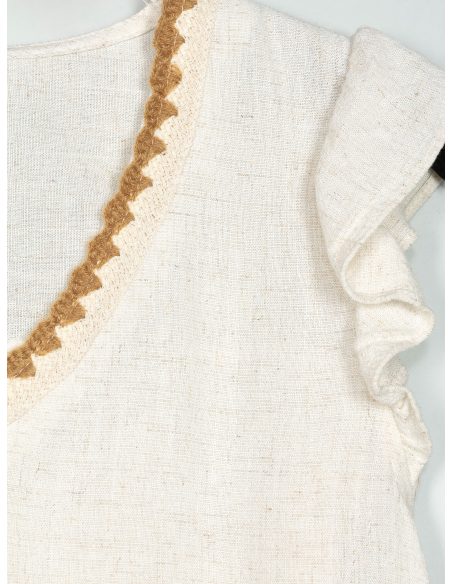 Camicetta in lino senza maniche con scollo a V