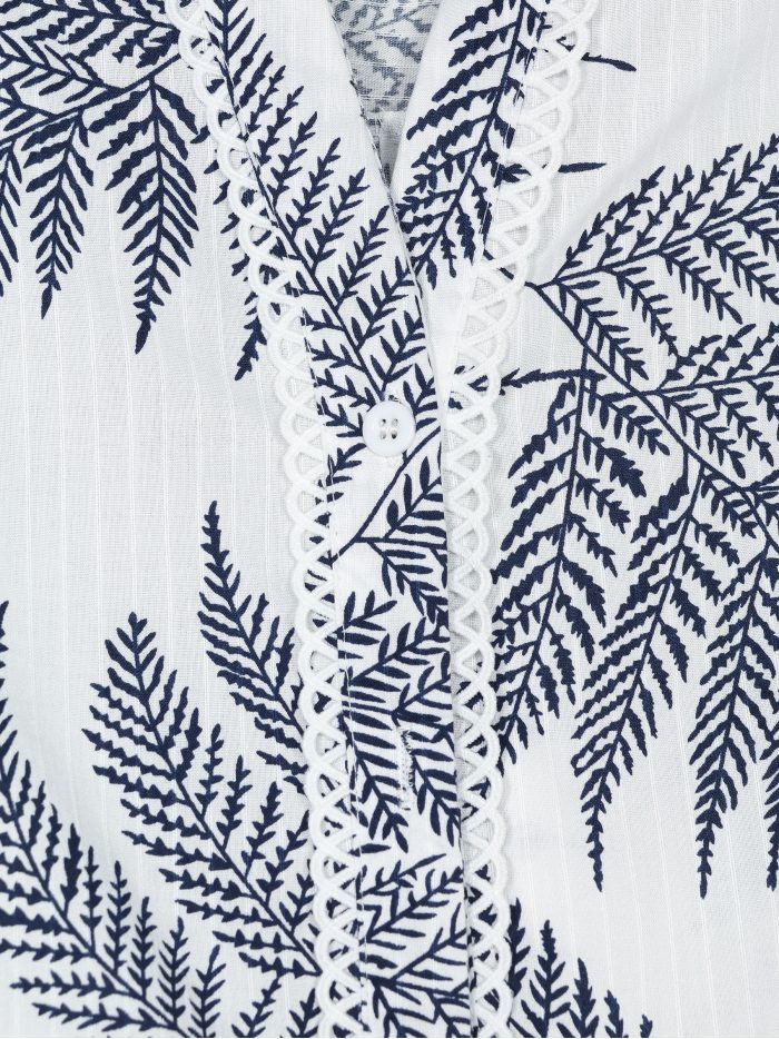 Blusa algodón estampada hojas volantes