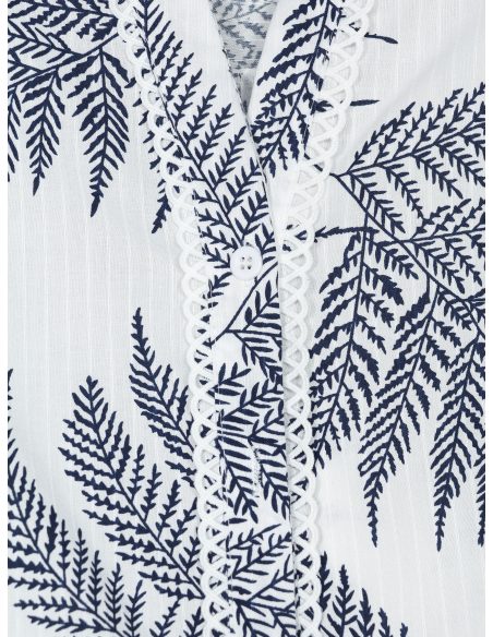 Blusa algodón estampada hojas volantes