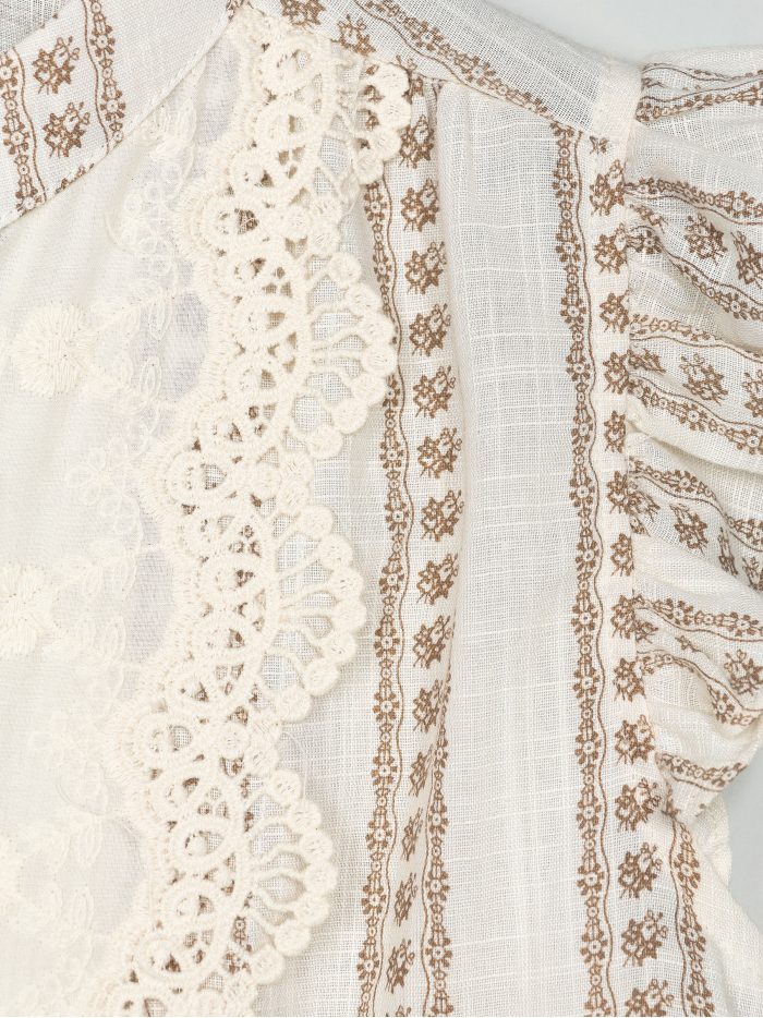 Chemisier en coton à rayures de dentelle